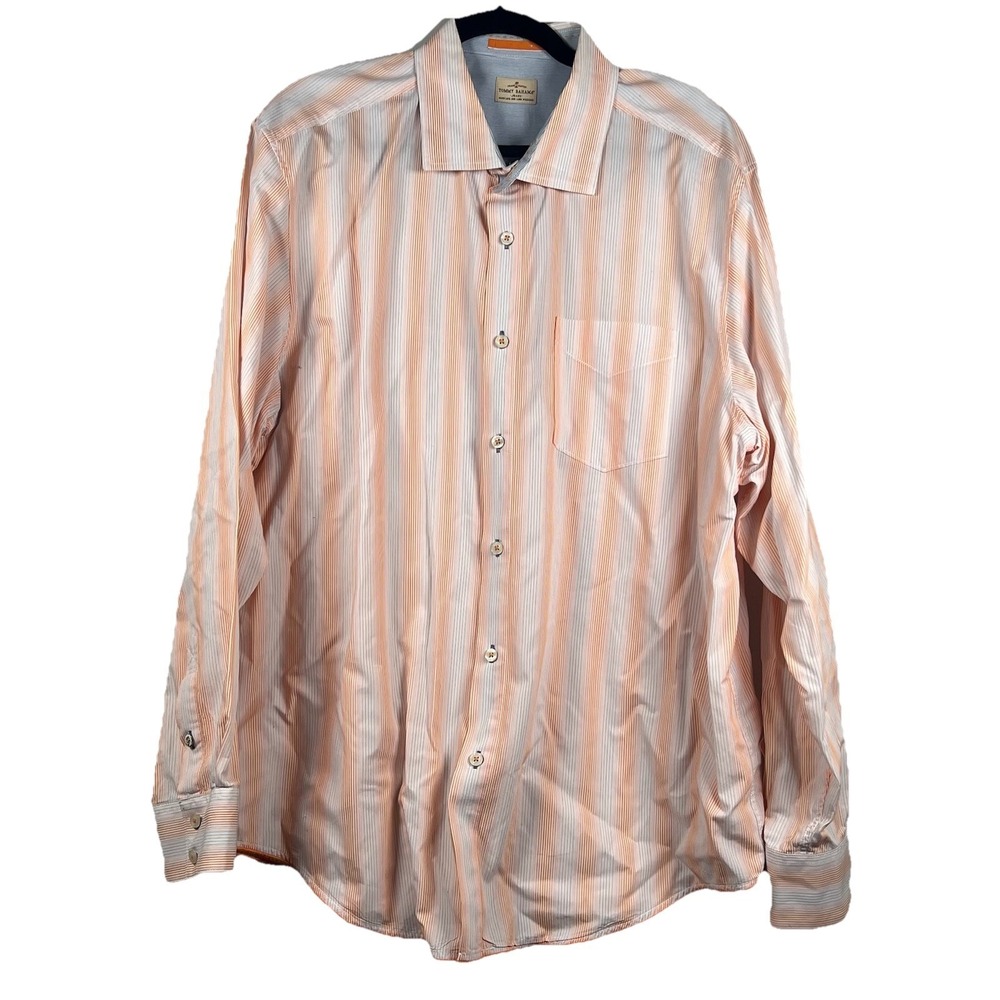 Tommy Bahama Men's Dress Shirt Sz XL Long Sleeve Button Down Striped Blue Orange - Picture 2 of 8